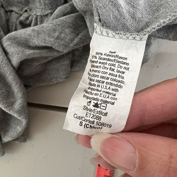 Easel Womens Long Sleeve Tunic Size S Gray Ruffle Hem T Shirt Dress Top Y2K - Picture 6 of 10